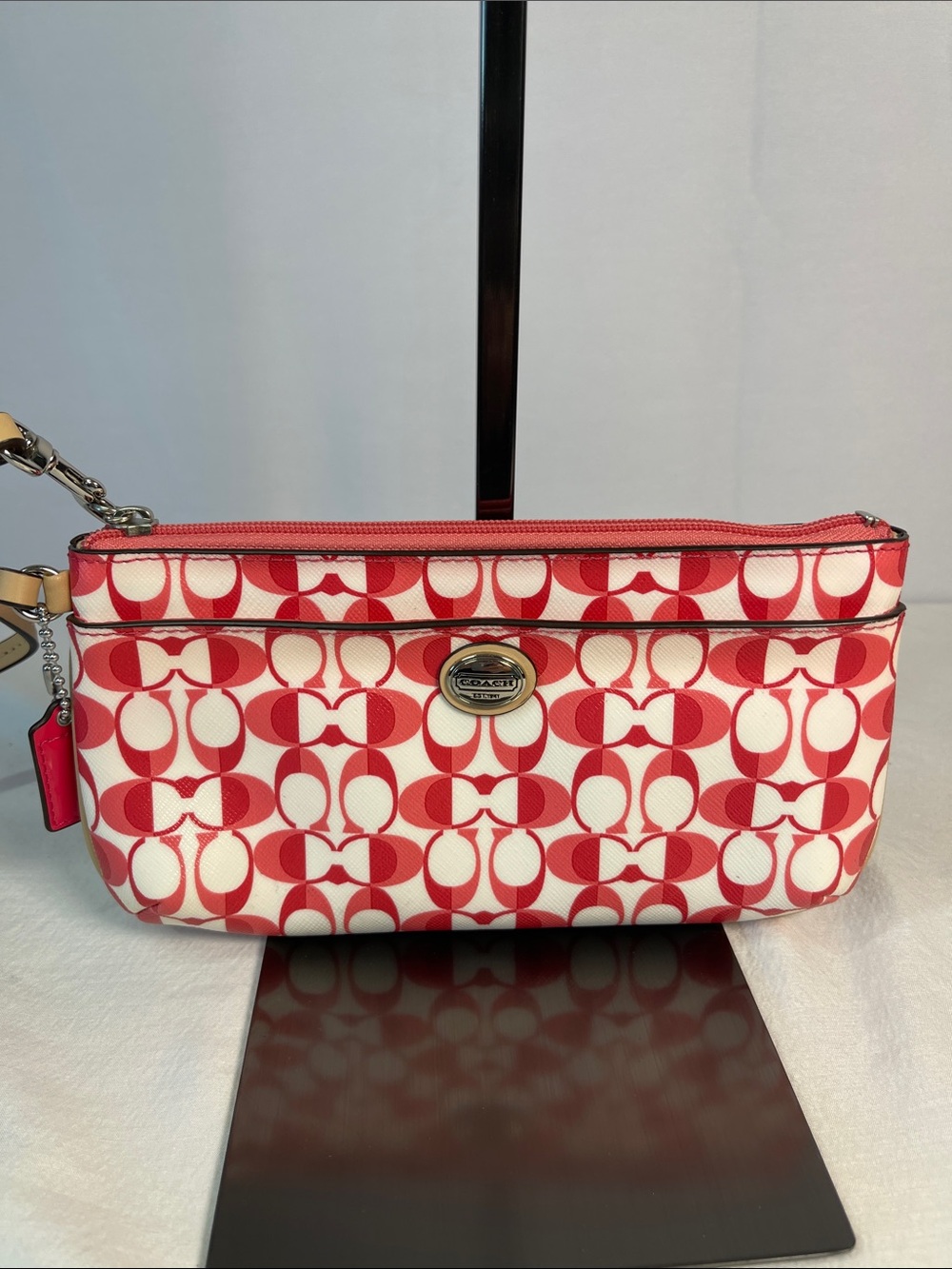 Coach Dream Wristlet Coral Red Graphic Signature C Print Y2K